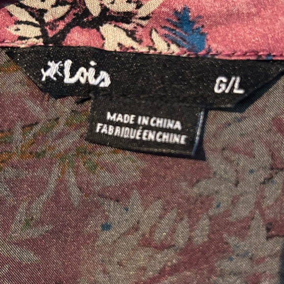 LOIS CLARABELLE OLD ROSE COMBO PRINTED SHIRT - Picture 8 of 10